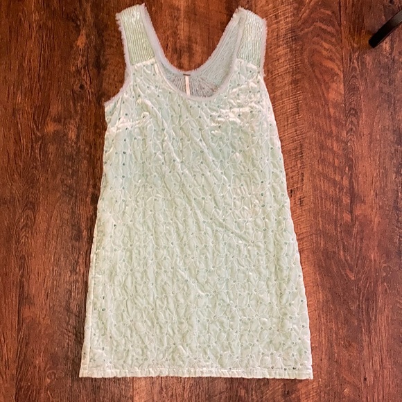 Free People Danced to Pieces Teal Beaded Mini Dres - Picture 2 of 7